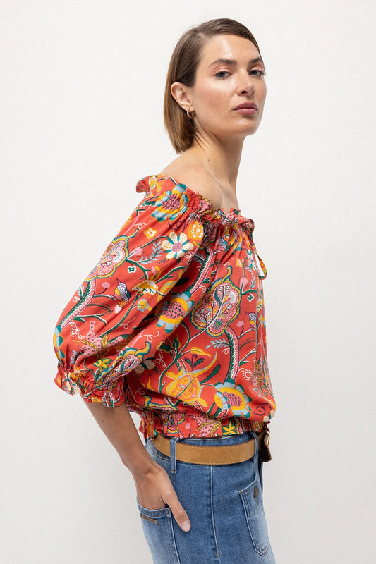 Floral Top in burned orange