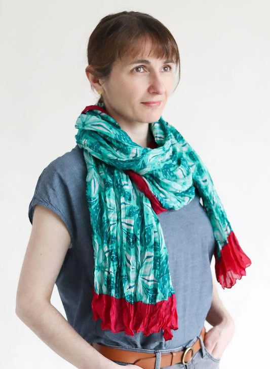 Bright Blossom Turquoise Silk Scarf by DJIAN