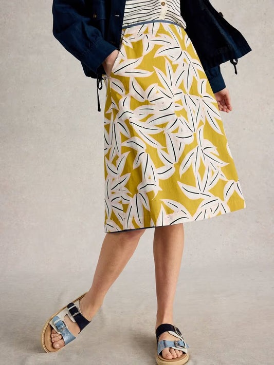 Nell Reversible Skirt in Blue / Yellow prits by White Stuff