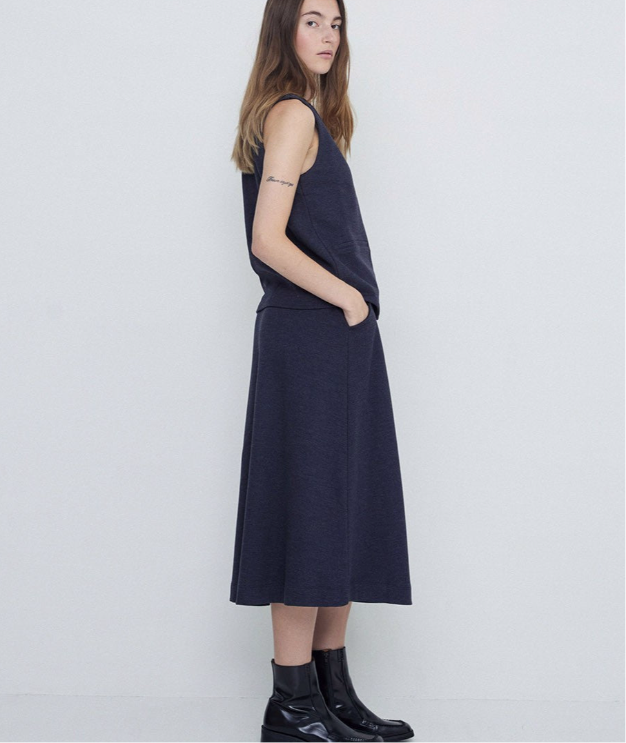 Pleated Skirt in Blue by YERSE
