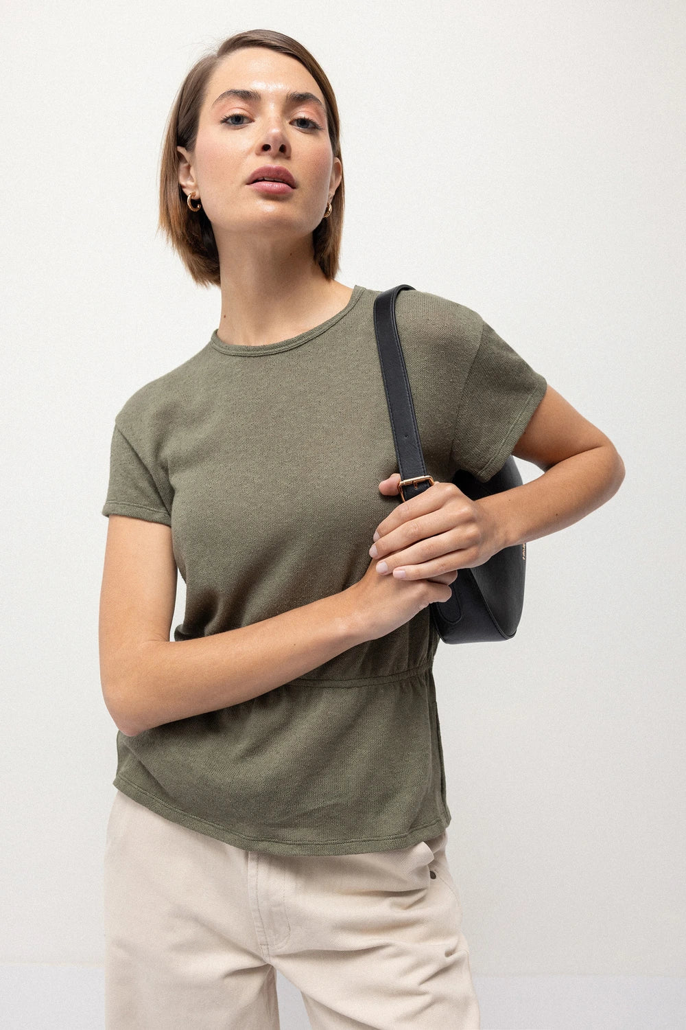 Cotton Blouse With Side Ties in Green