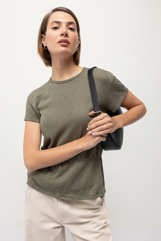 Cotton Blouse With Side Ties in Green