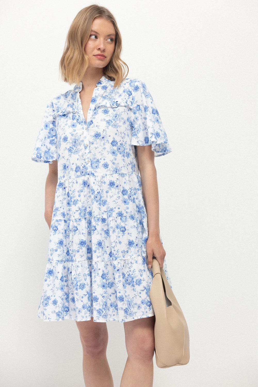 Floral Print Ruffle Short Dress