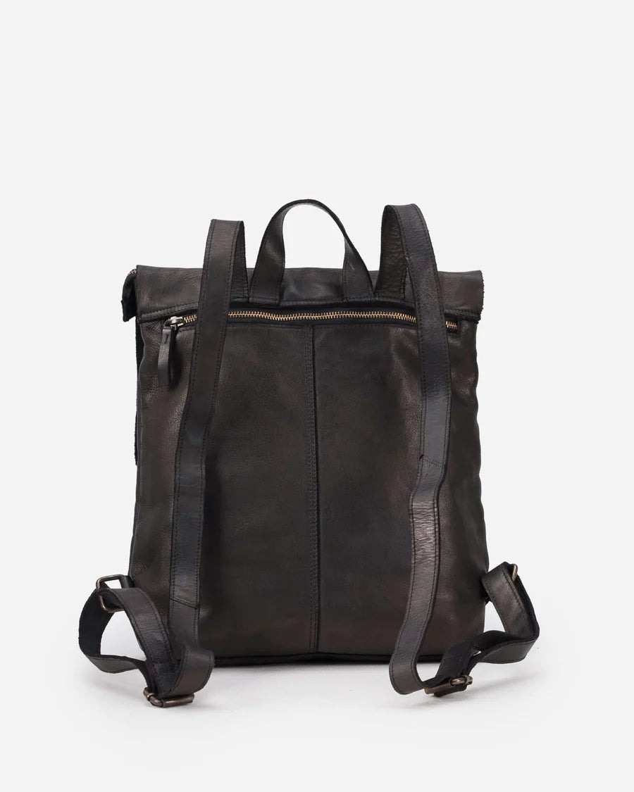 Boston leather small backpack in black by BIBA