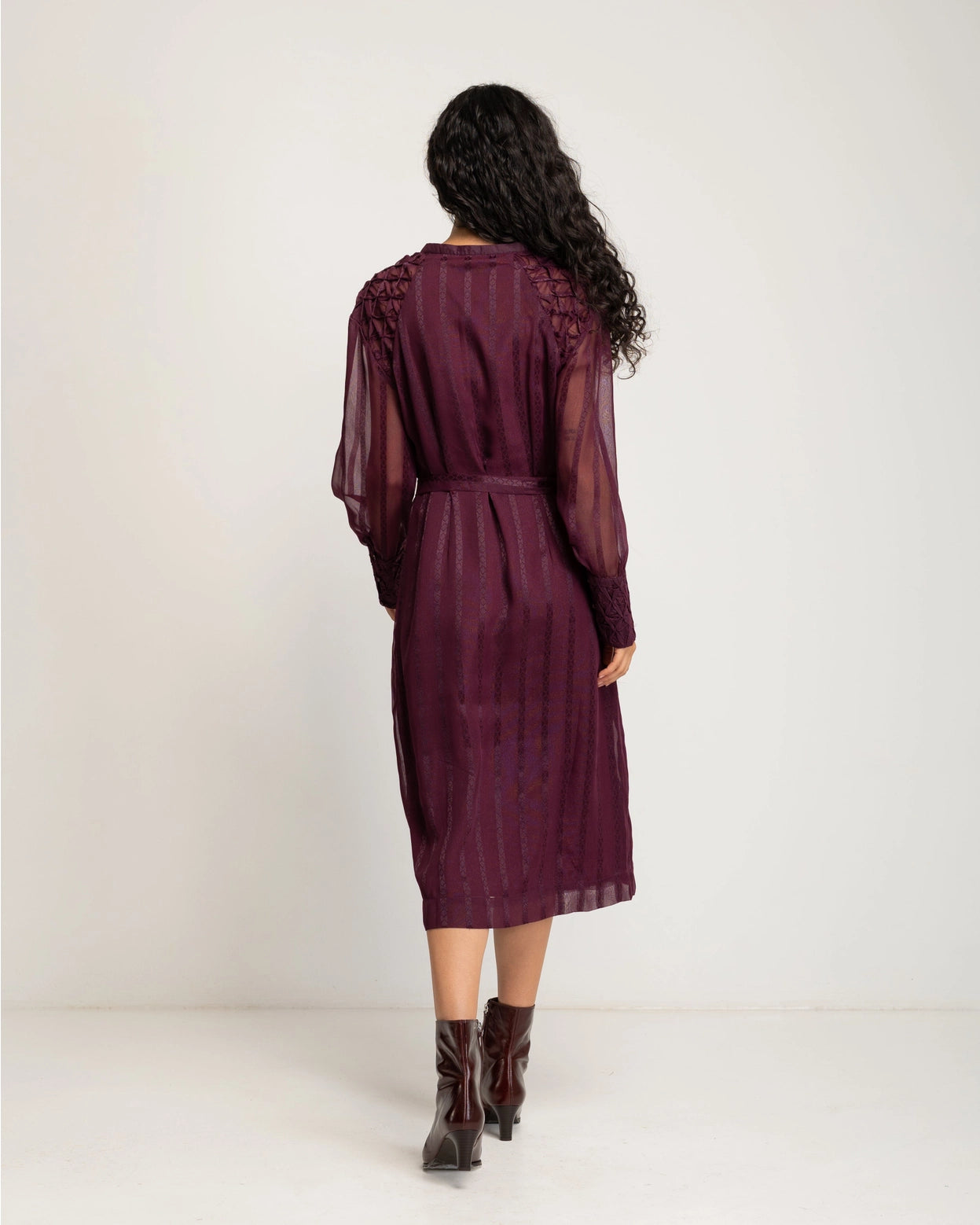 Orea Chiffon Midi Dress in Aubergine by NIZA
