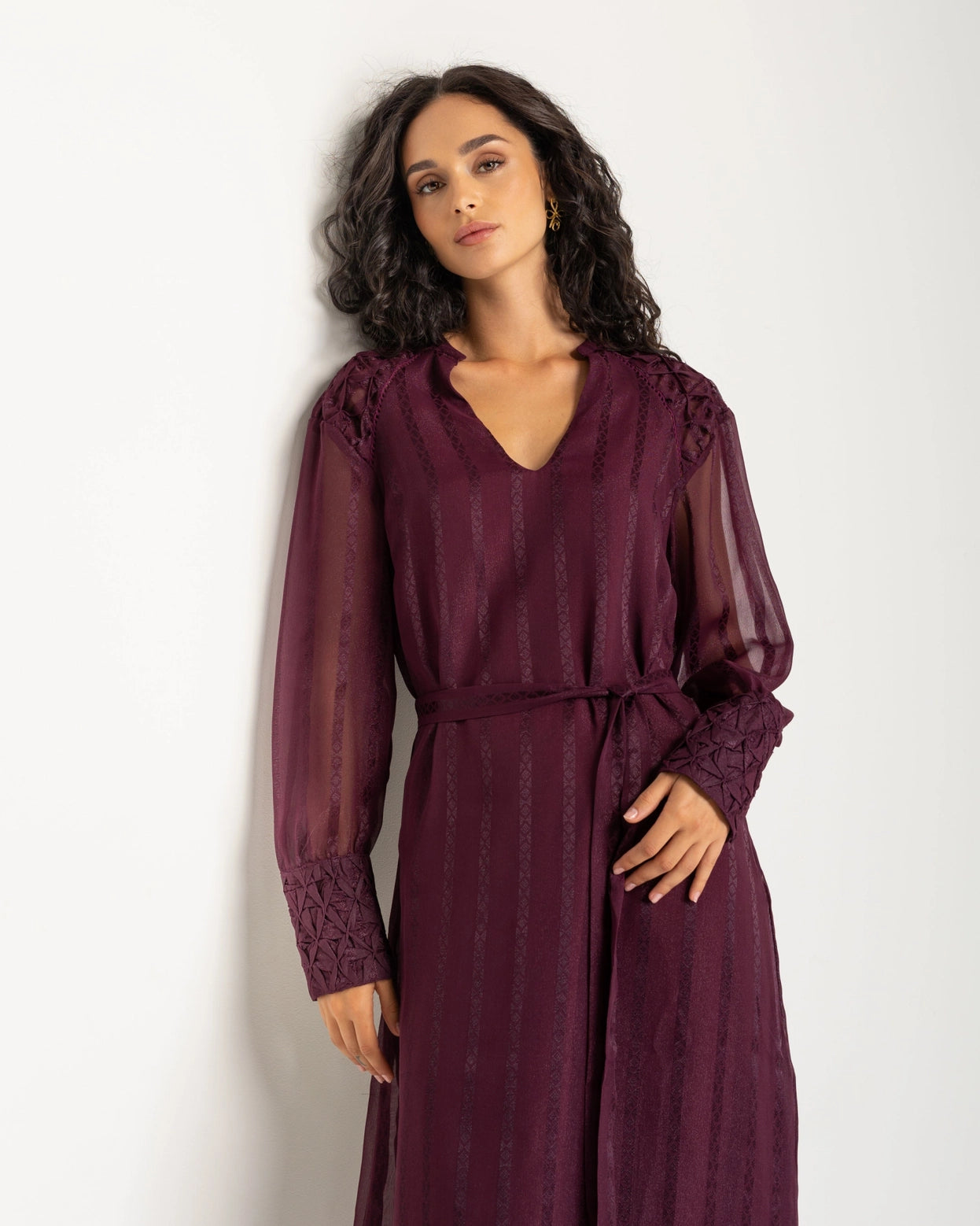 Orea Chiffon Midi Dress in Aubergine by NIZA