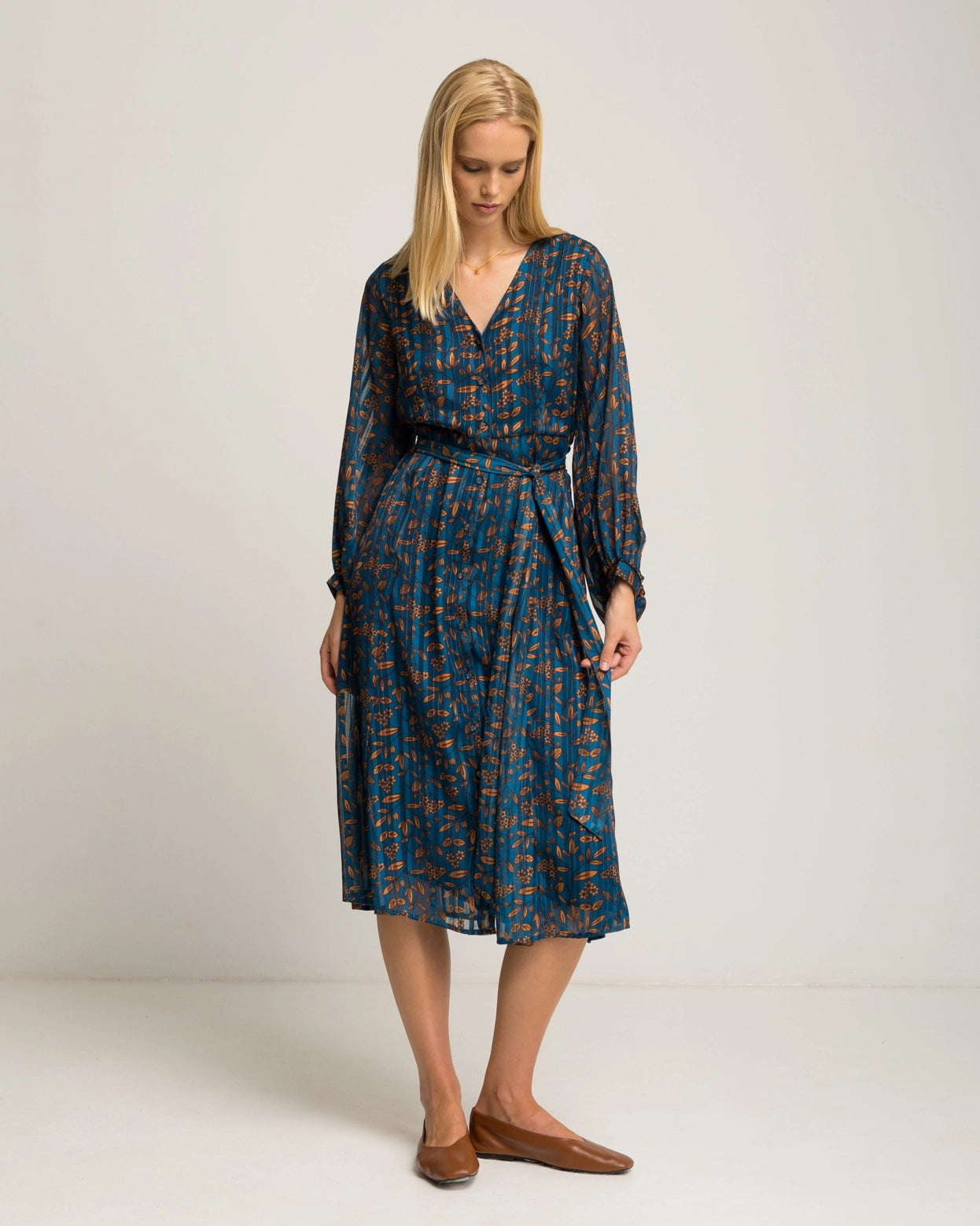 Junia Floral Print Blue Dress by NIZA