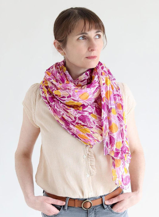 Tropical Purple Silk Scarf by DJIAN