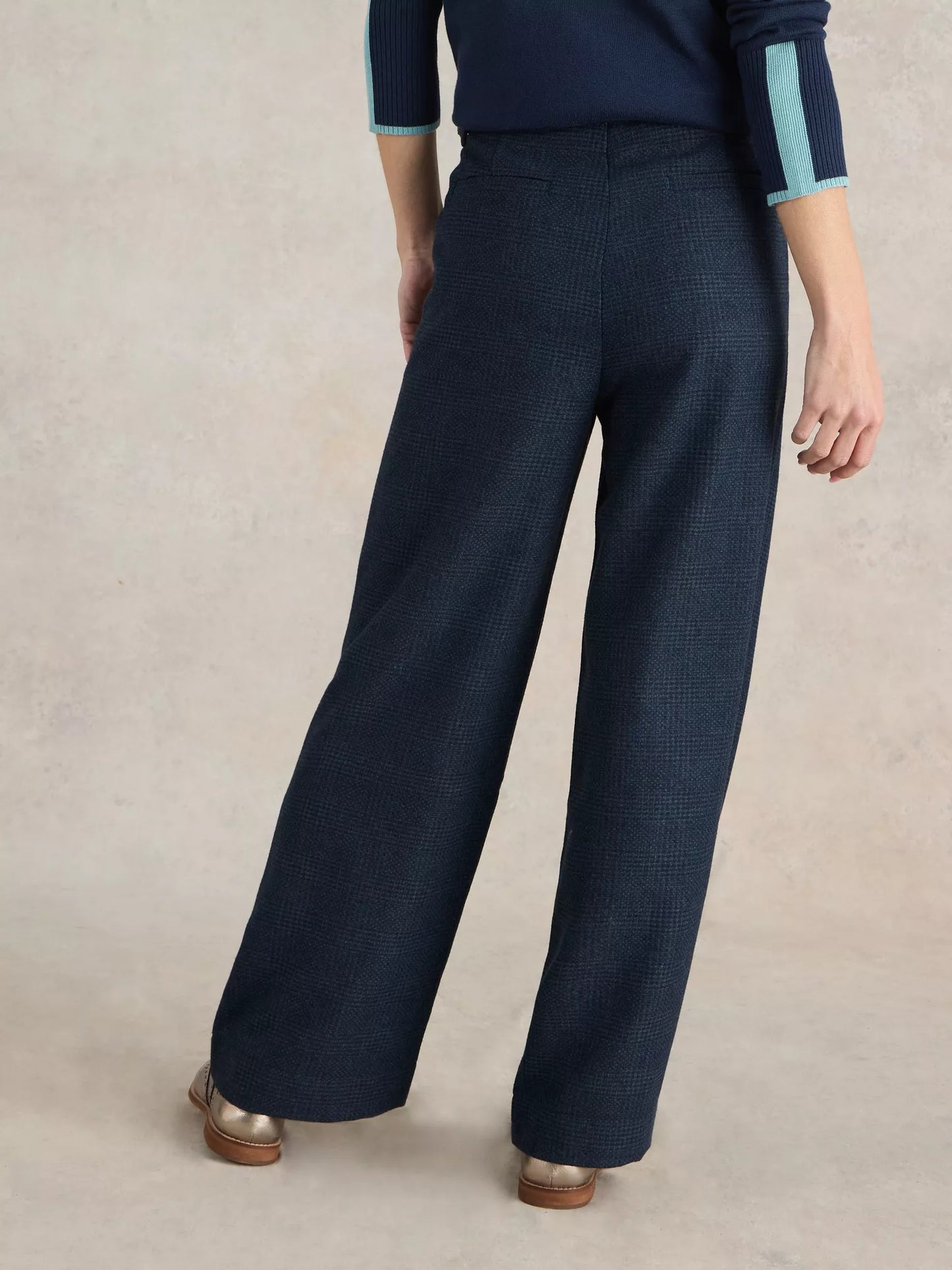 Una Tweedy Wide Leg Trouser in Blue  by WhiteStuff