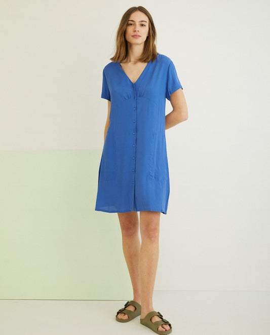 Flowy Short camisole dress in Blue by YERSE