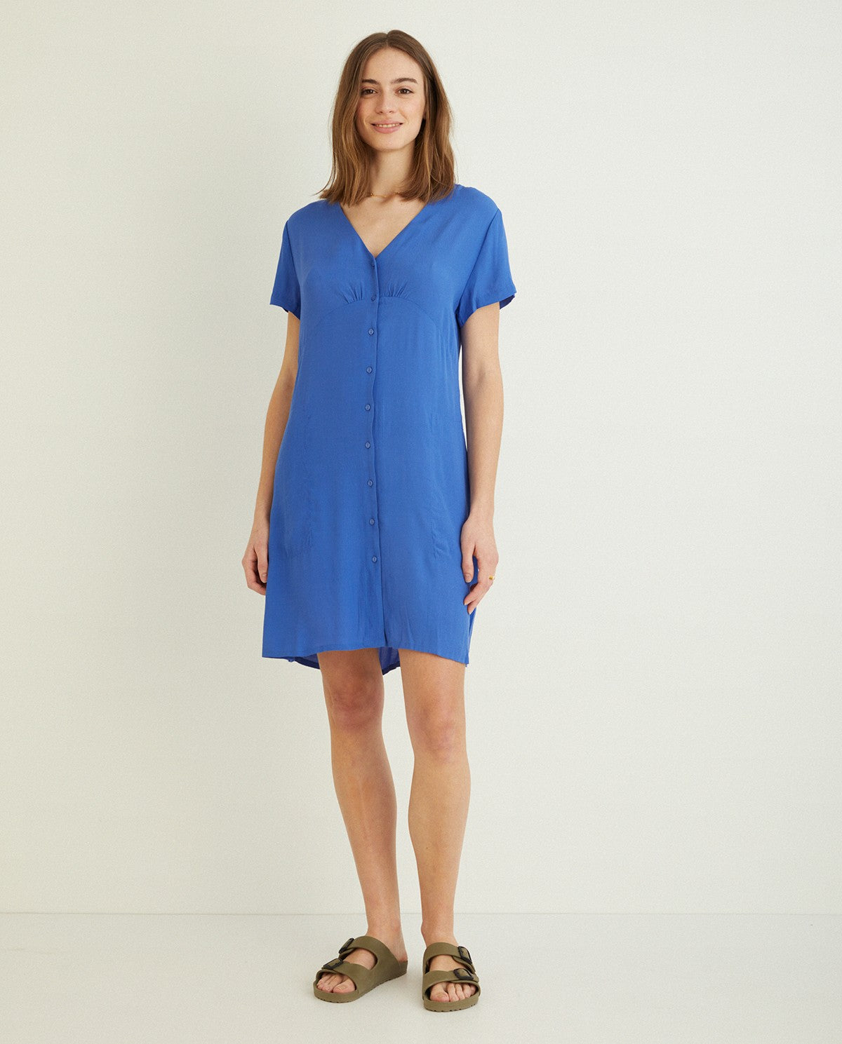 Flowy Short camisole dress in Blue by YERSE