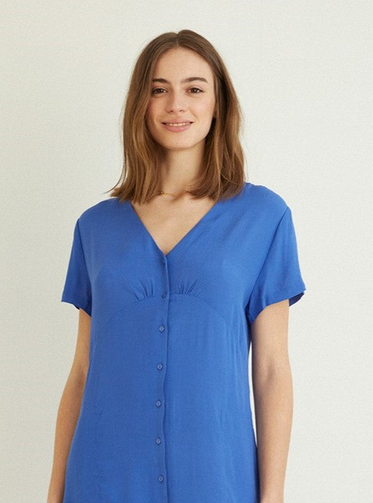 Flowy Short camisole dress in Blue by YERSE