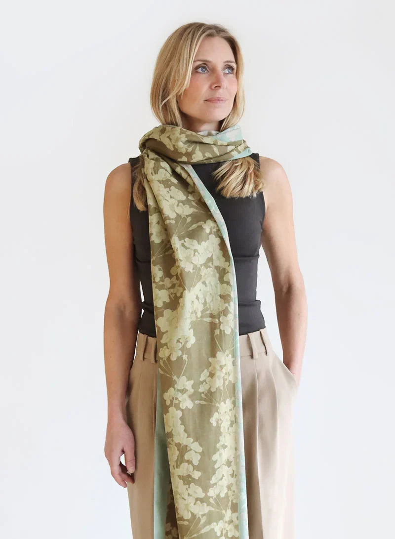 Ada Olive 100% Organic Cotton Scarf by DJIAN