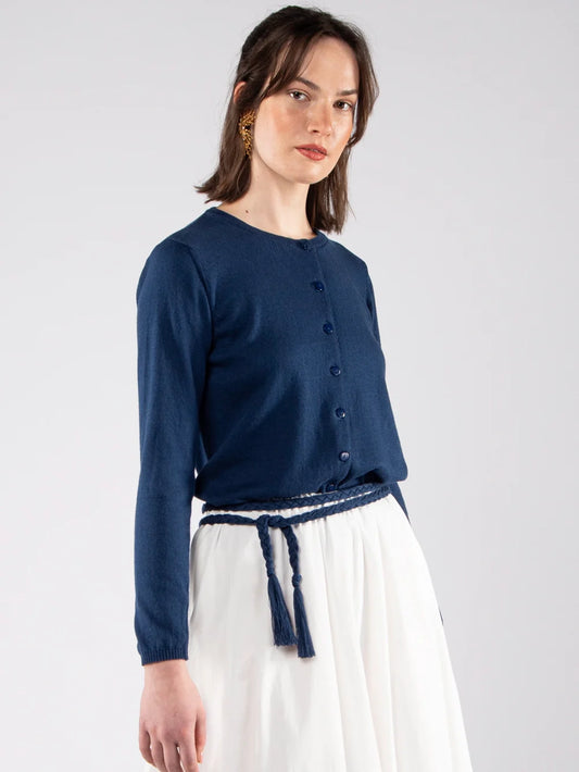 Cotton Cardigan in Navy Blue by achega
