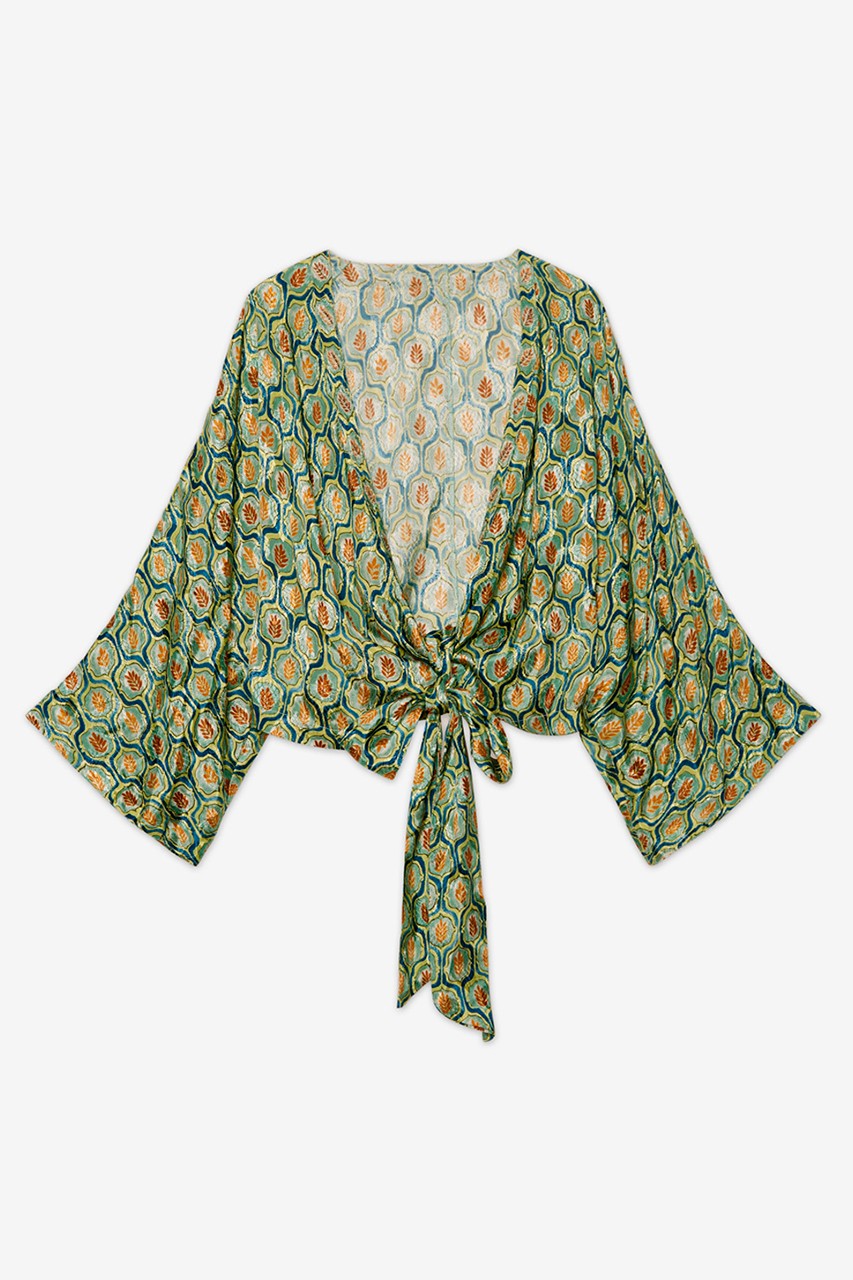 Printed wrap green blouse by NKN