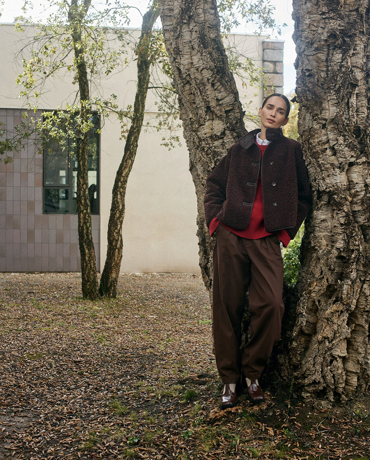 Knitted red sweater with wool by YERSE