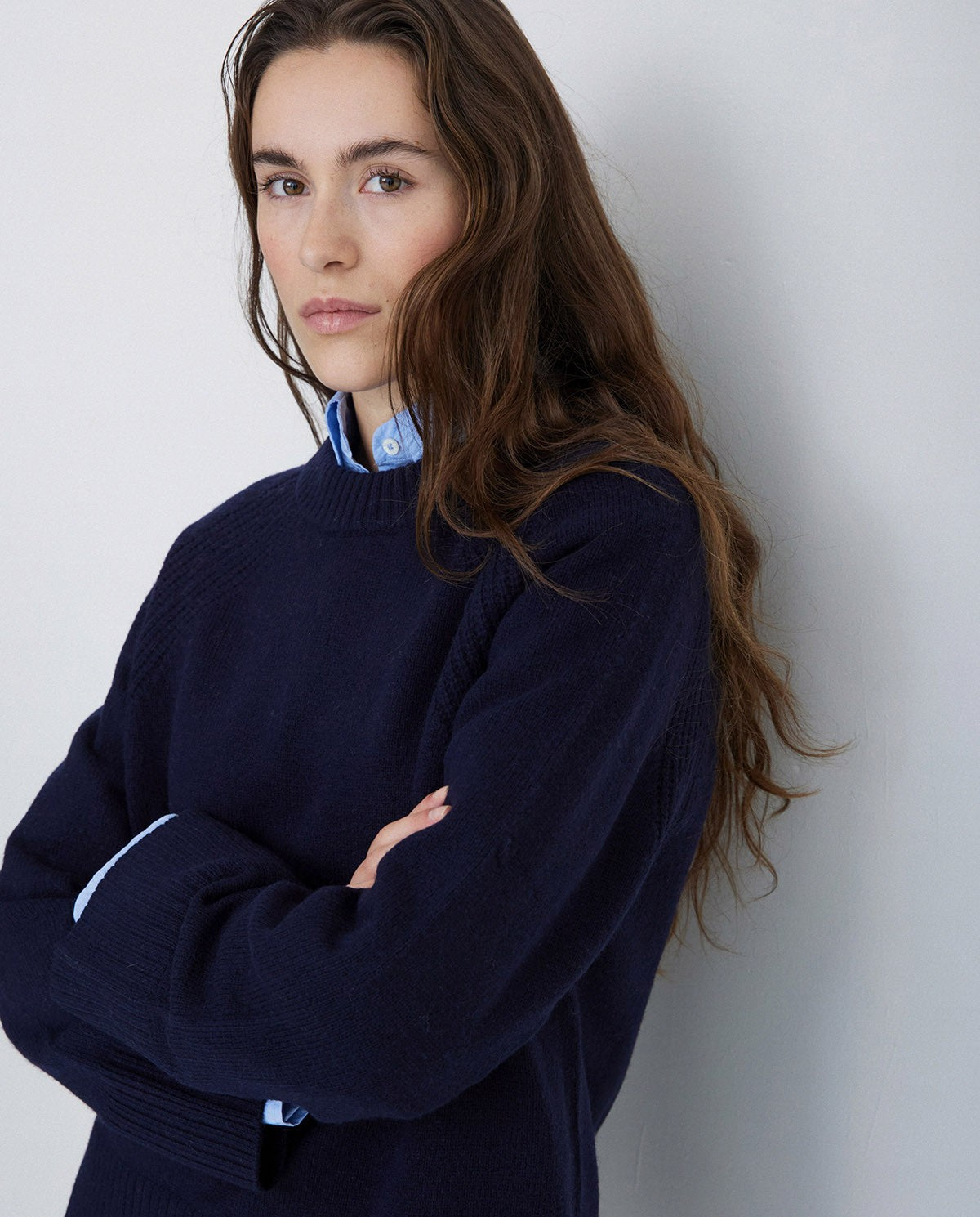 Knitted Navy sweater with wool by YERSE