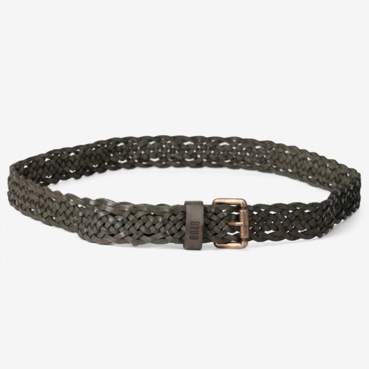 Columbia Leather Belt in Khaki Green by BIBA