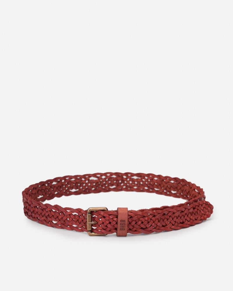 Columbia Leather Belt in Red by BIBA