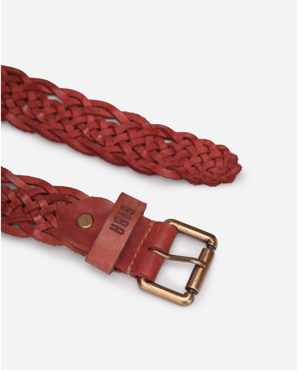 Columbia Leather Belt in Red by BIBA