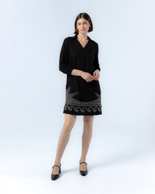 Bruna Embroidered Leaves Dress by NIZA