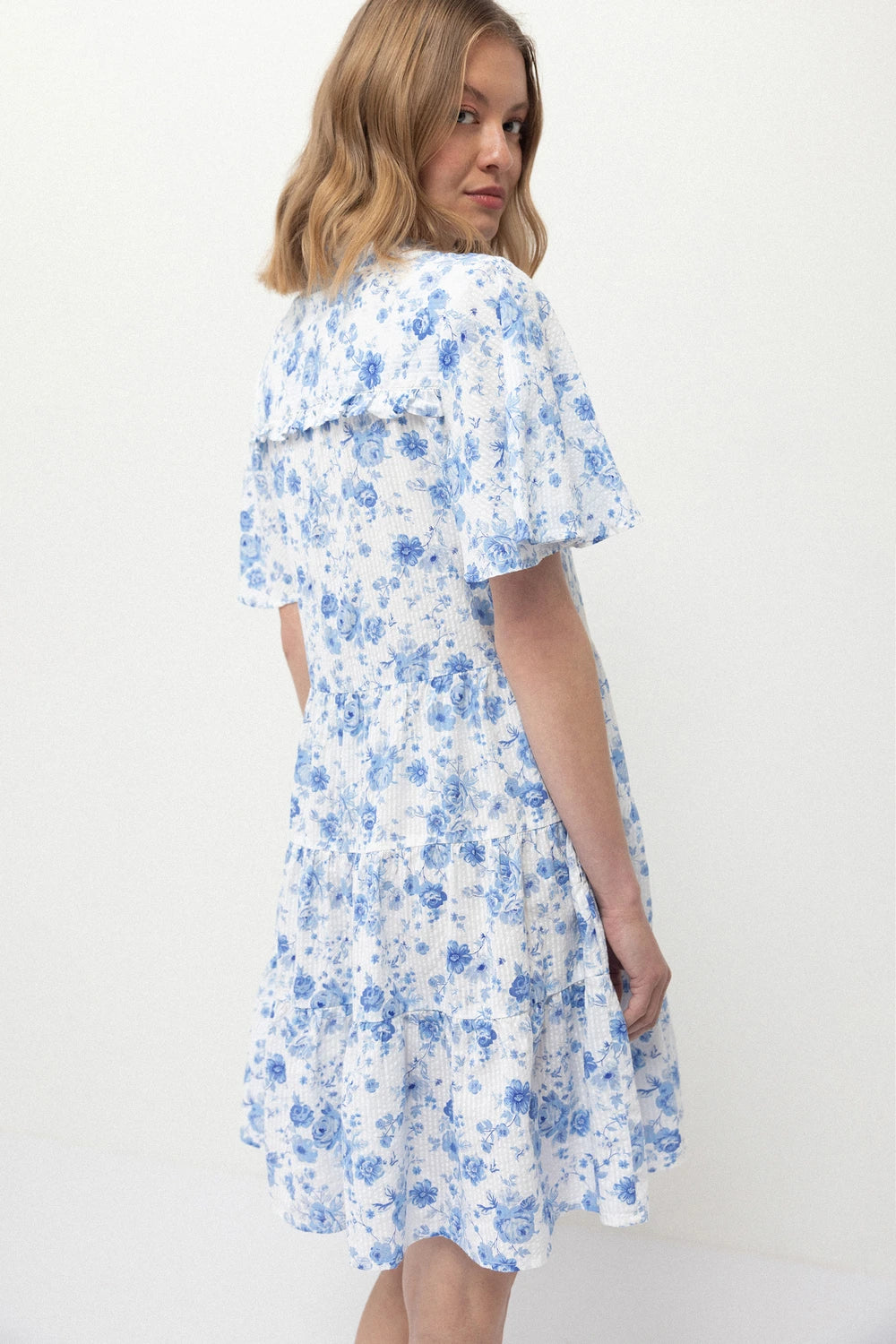Floral Print Ruffle Short Dress