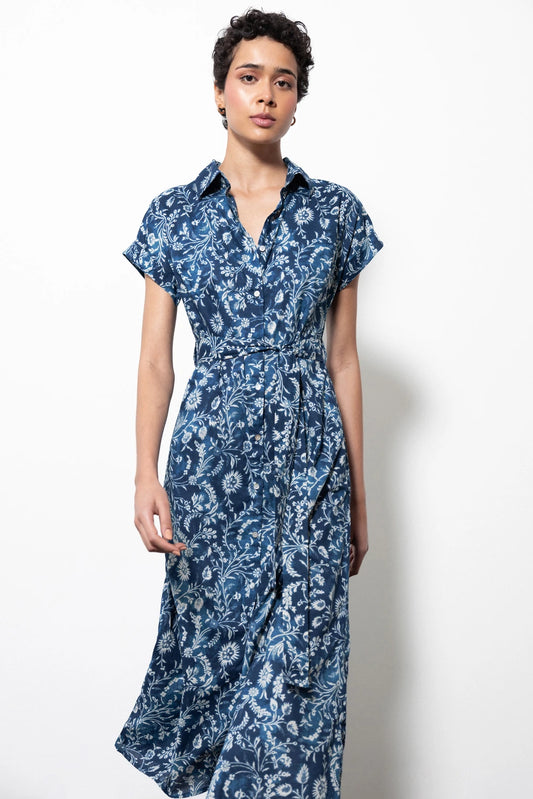 Floral Blue Shirt Dress