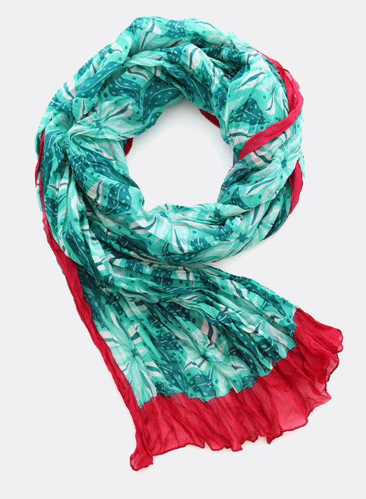 Bright Blossom Turquoise Silk Scarf by DJIAN