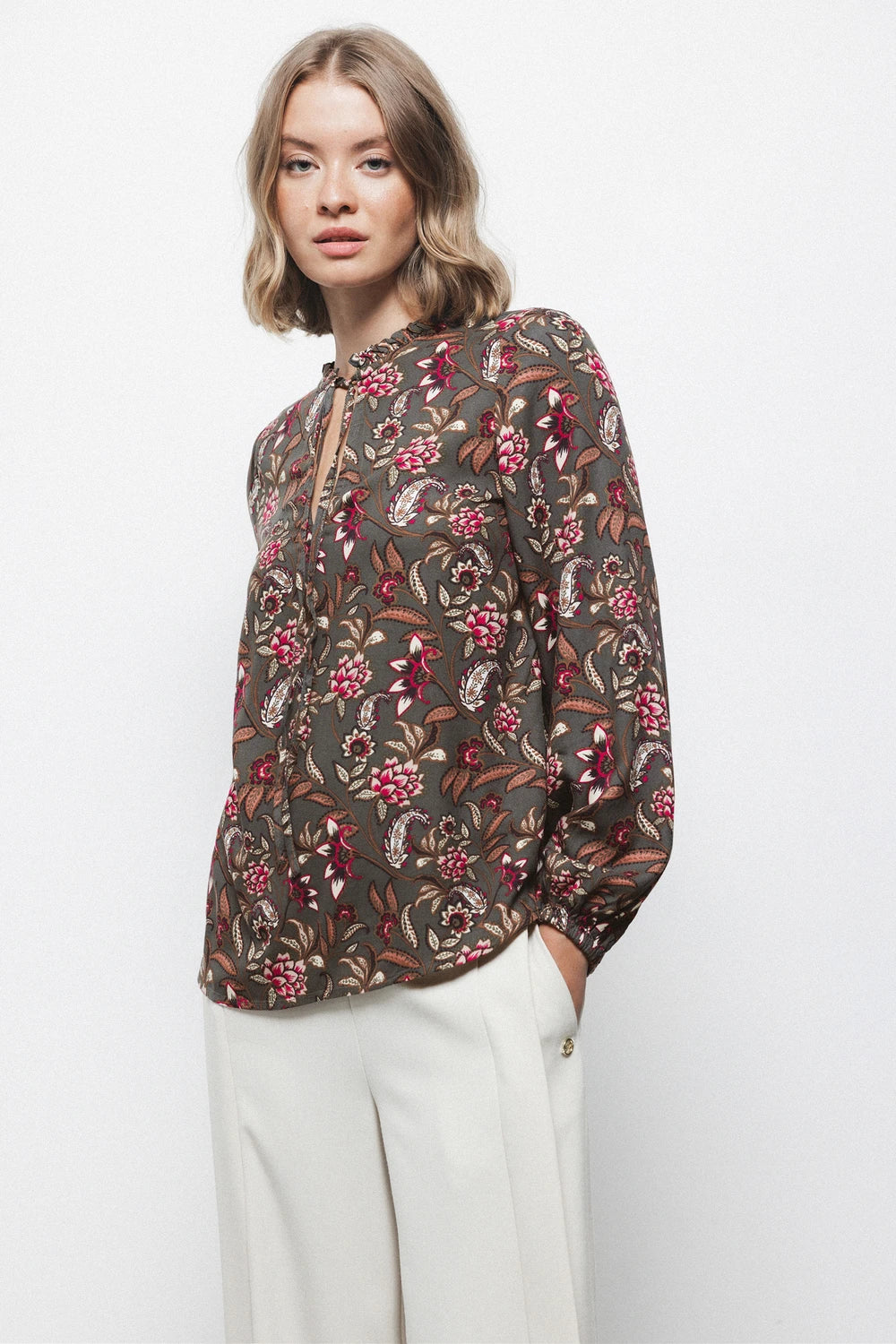 Floral Print Blouse in Anthracite by LANIDOR