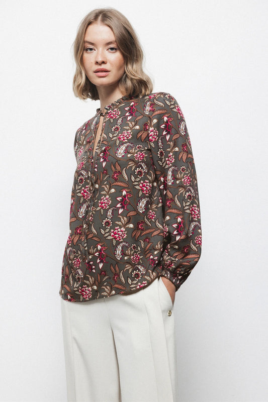 Floral Print Blouse in Anthracite by LANIDOR