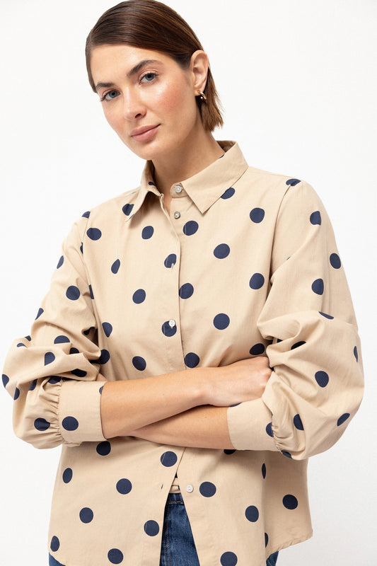 Polka-Dot Beige Shirt by LANIDOR