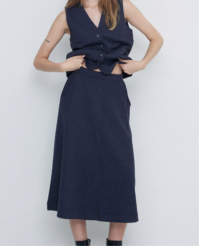 Pleated Skirt in Blue by YERSE