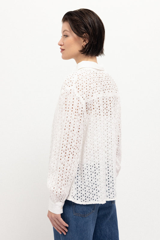 English Embroidery White Shirt by LANIDOR