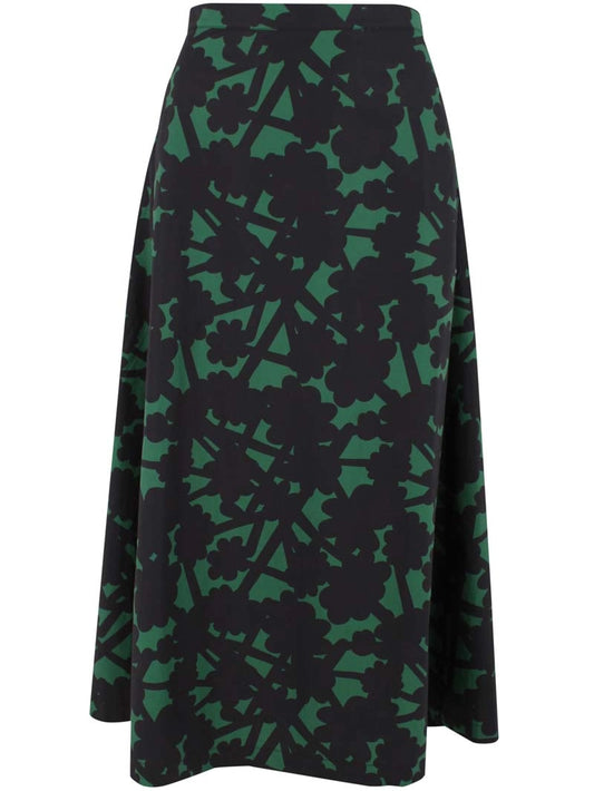Danebrava Poplin Skirt in Pine-Black Bramble print by Danefae