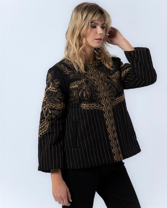 Diana Black Embroidered Jacket by NIZA
