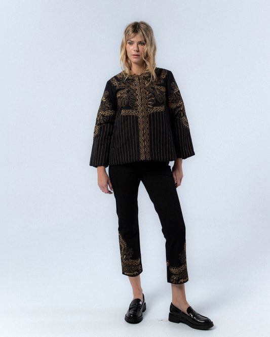 Diana Black Embroidered Jacket by NIZA