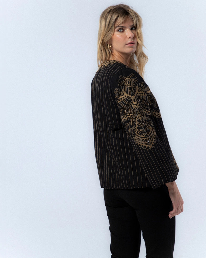 Diana Black Embroidered Jacket by NIZA