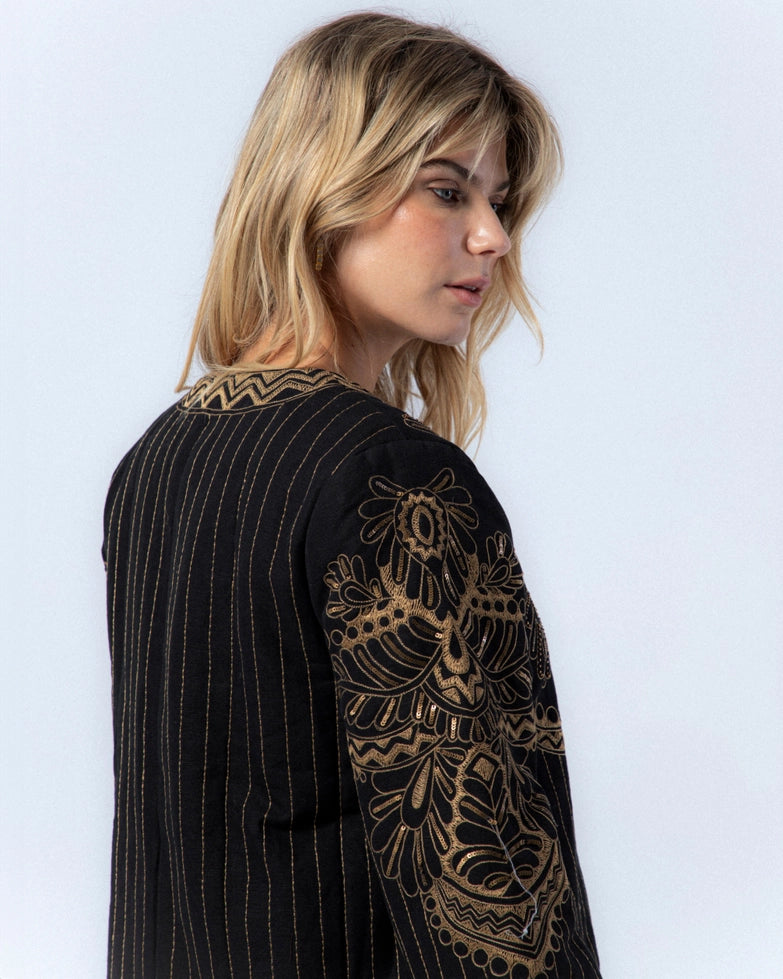 Diana Black Embroidered Jacket by NIZA