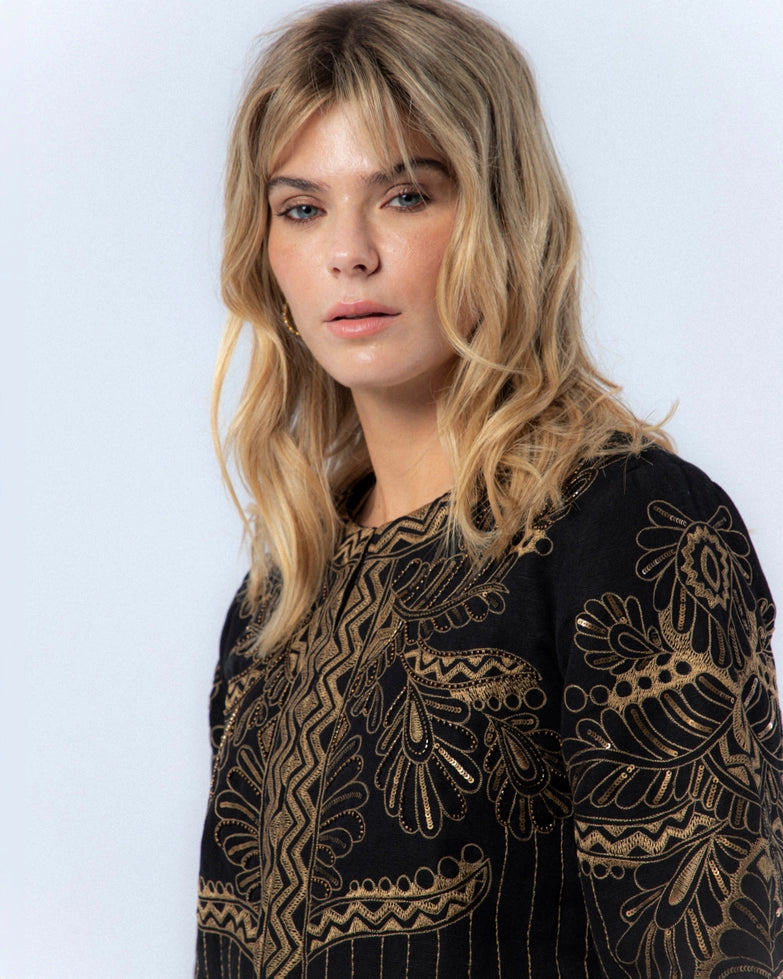 Diana Black Embroidered Jacket by NIZA