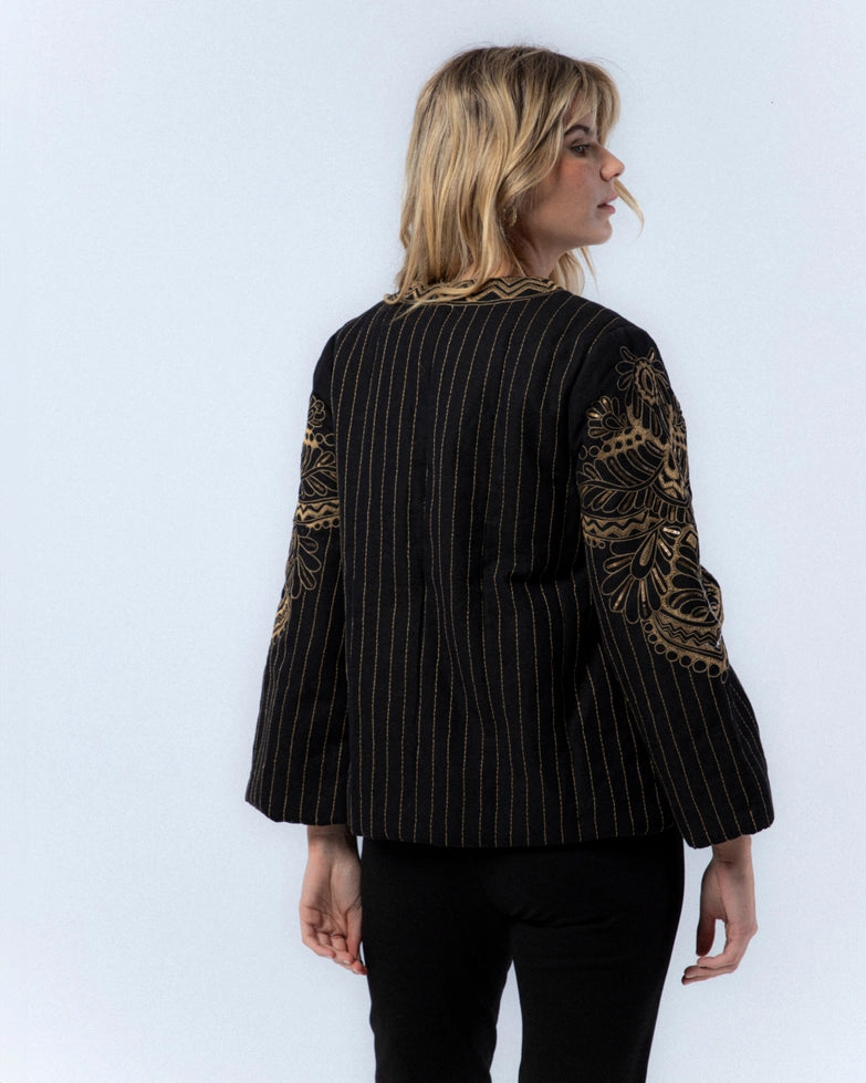 Diana Black Embroidered Jacket by NIZA