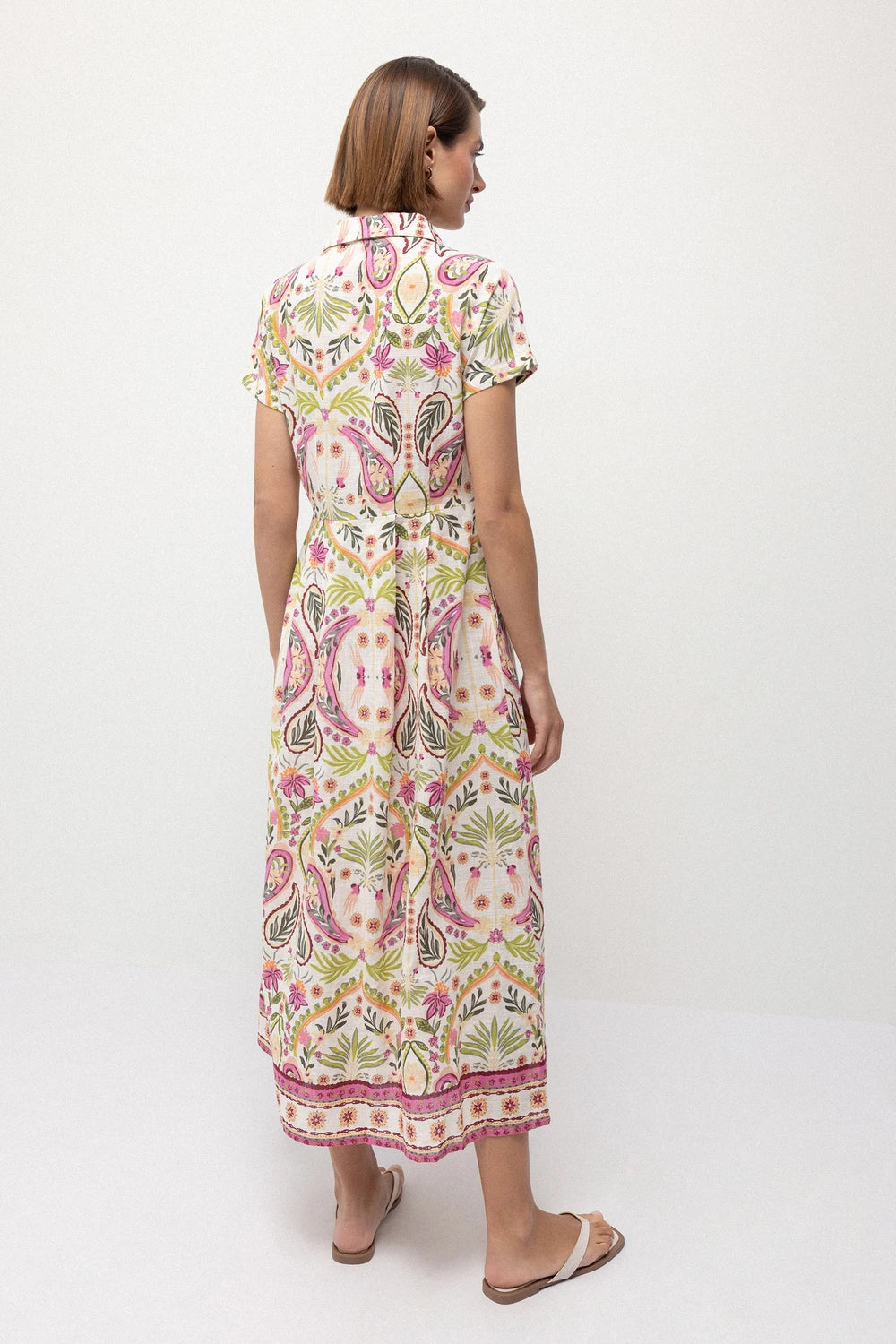 Floral printed off white Shirt Dress