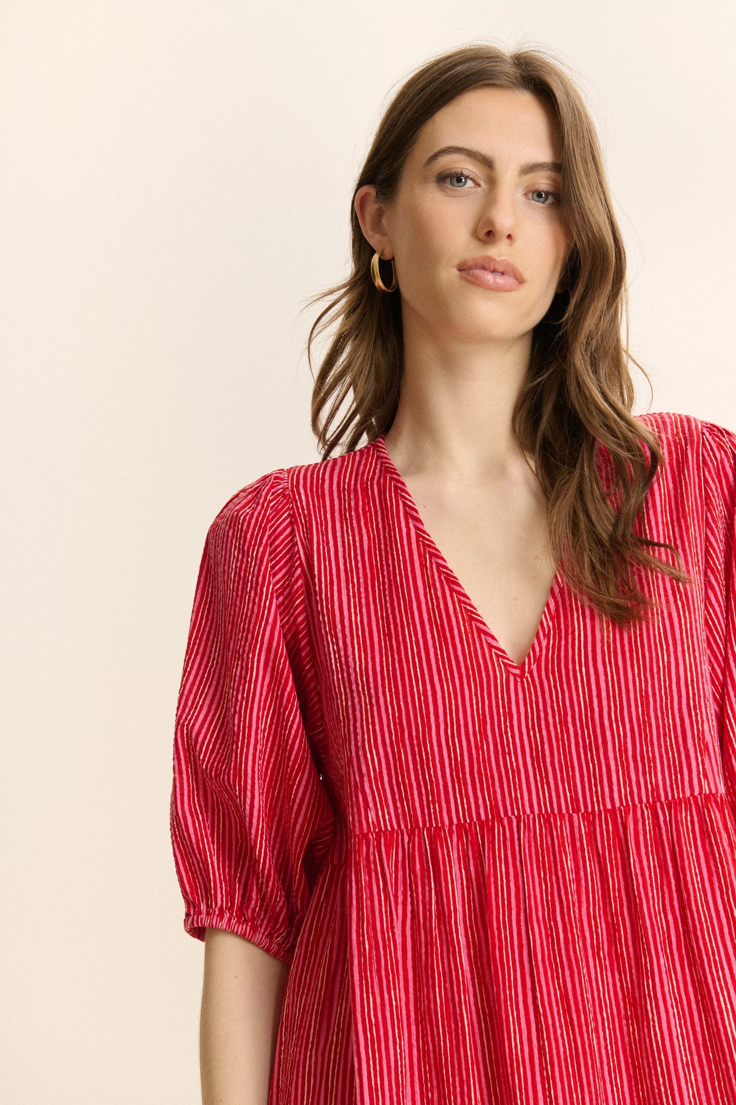 Cara Midi Dress in Coral