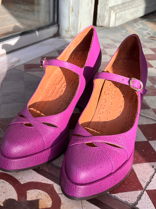 FANTEL Fuchsia leather shoes by CHIE MIHARA