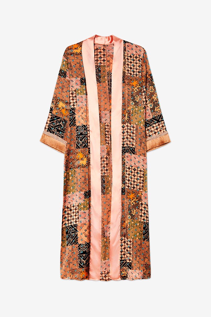 Long Satin with print Kimono by NKN