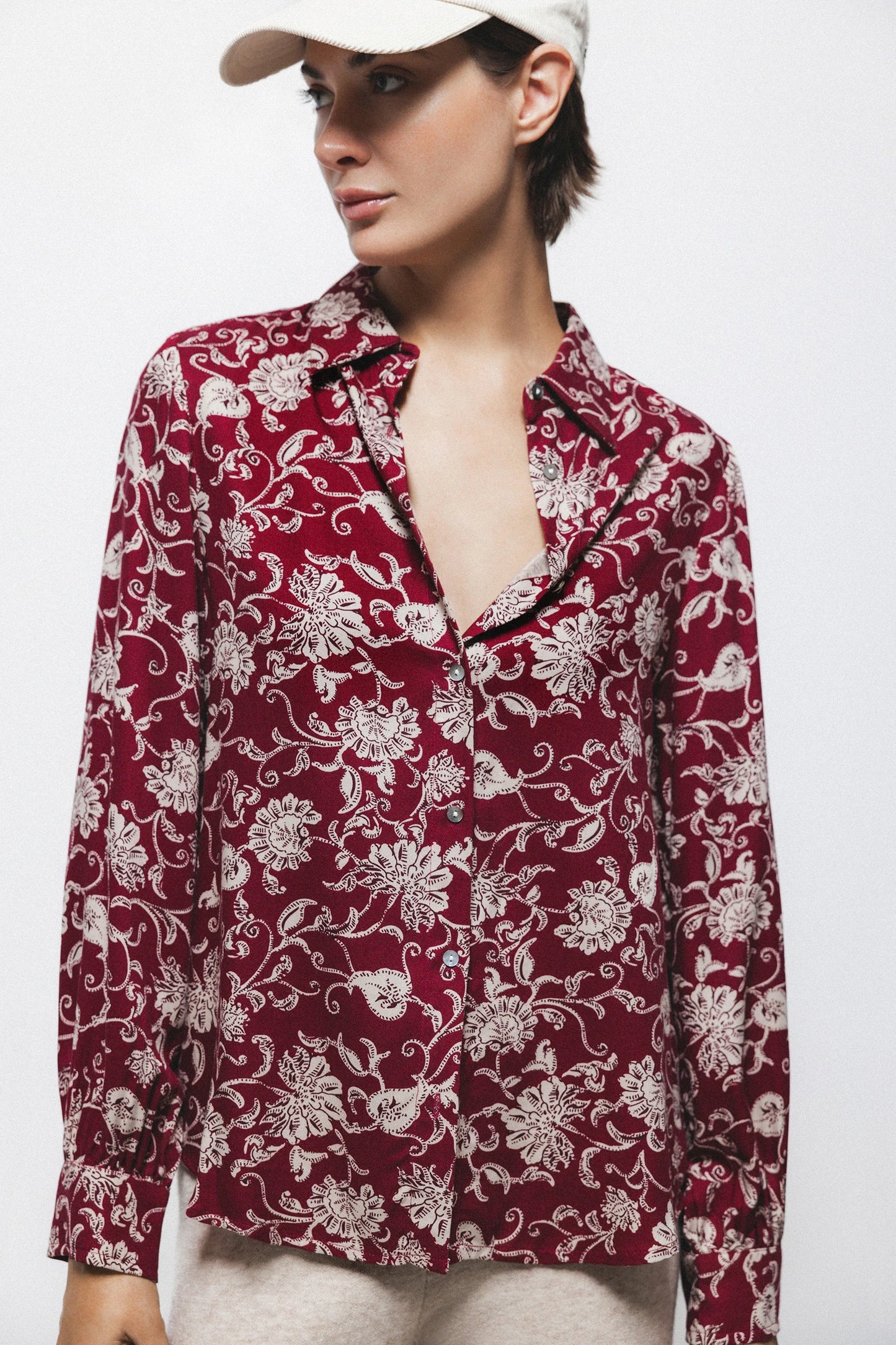 Floral Shirt in Wine Red by LANIDOR