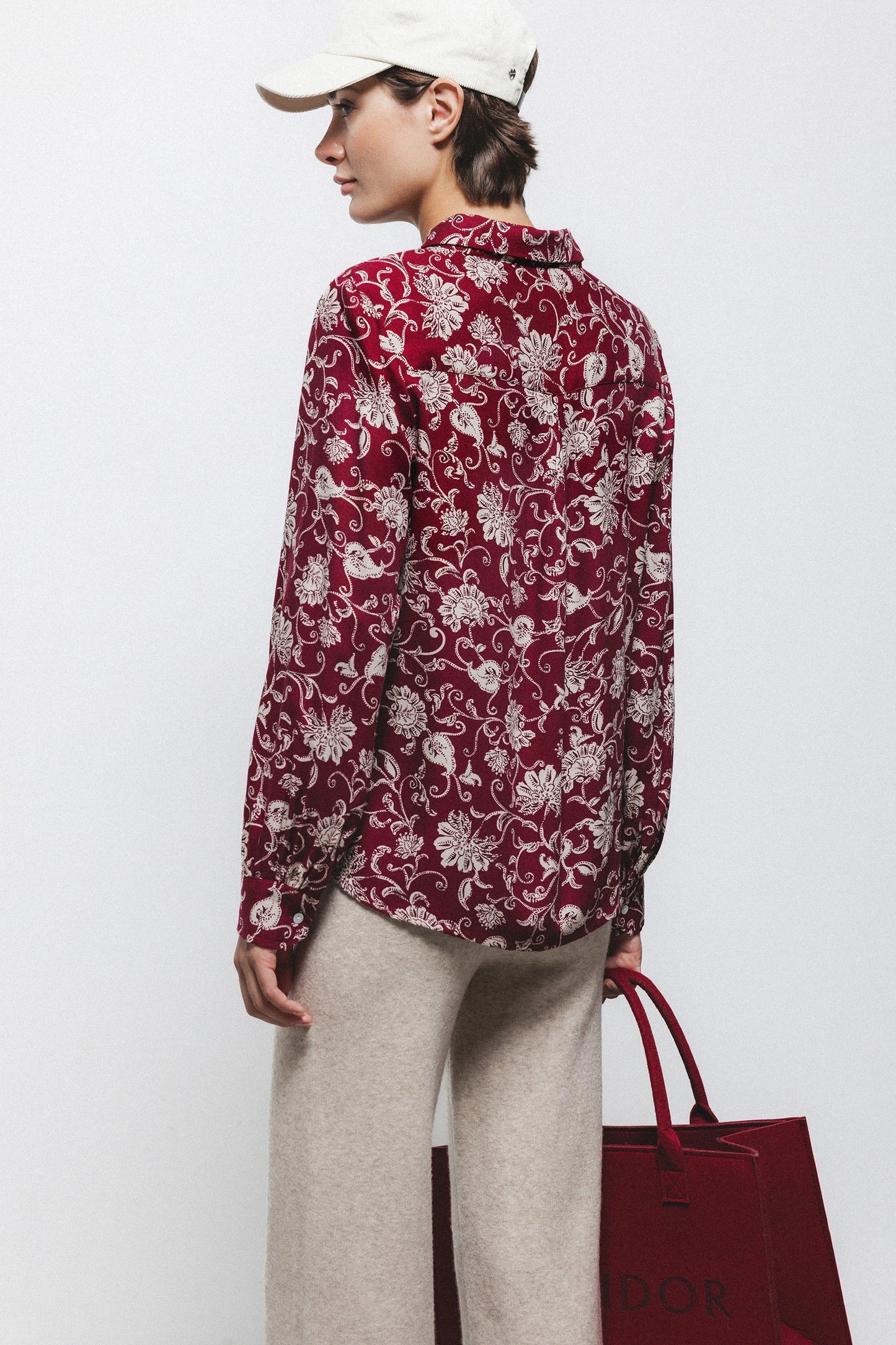 Floral Shirt in Wine Red by LANIDOR