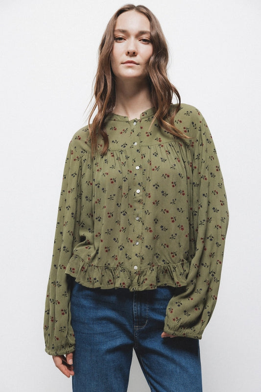 Floral Blouse in Green by LANIDOR