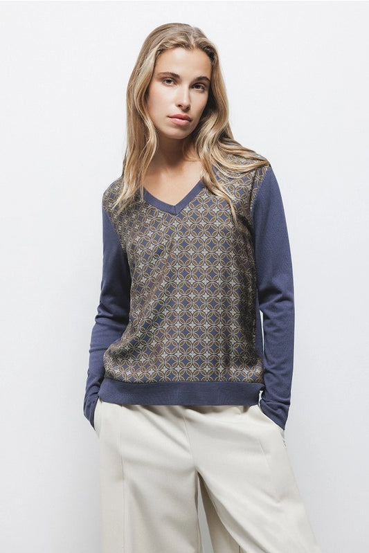 Knit Sweater with Jacquard by LANIDOR