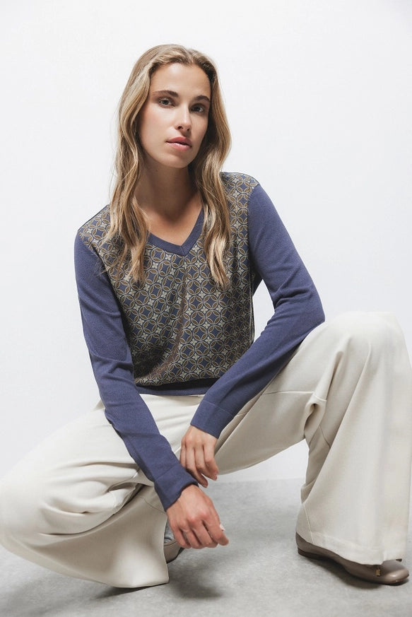 Knit Sweater with Jacquard by LANIDOR