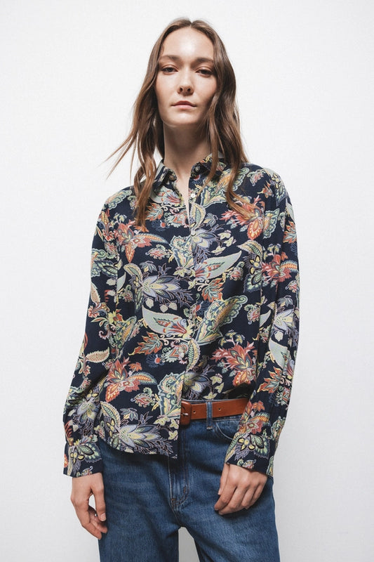 Floral Shirt in Navy Multi Print by LANIDOR